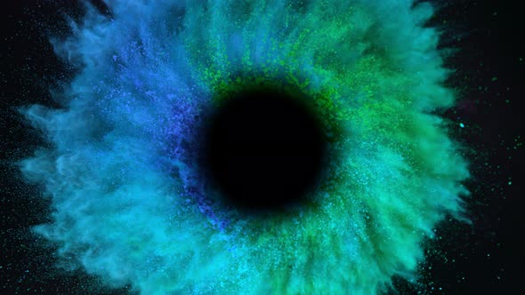 Super Slow Motion Shot of Color Powder Vortex Isolated on Black Background at 1000Fps alt