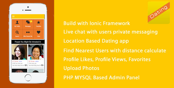DATINGAPP is a Full Application - ionic PHP Admin Panel - CodeCanyon Item for Sale