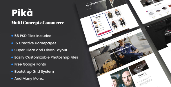 Pika - A Premium Multi Concept eCommerce PSD Template - Retail PSD Templates