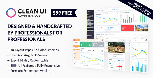 Clean UI Admin Template Classic + Material Design + Landing Pages + AngularJS Starter Kit - Admin Templates Site Templates