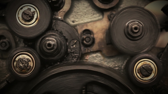 Camera Moving Through Spinning Gears