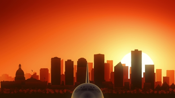 Edmonton Skyline Sunrise Take Off alt