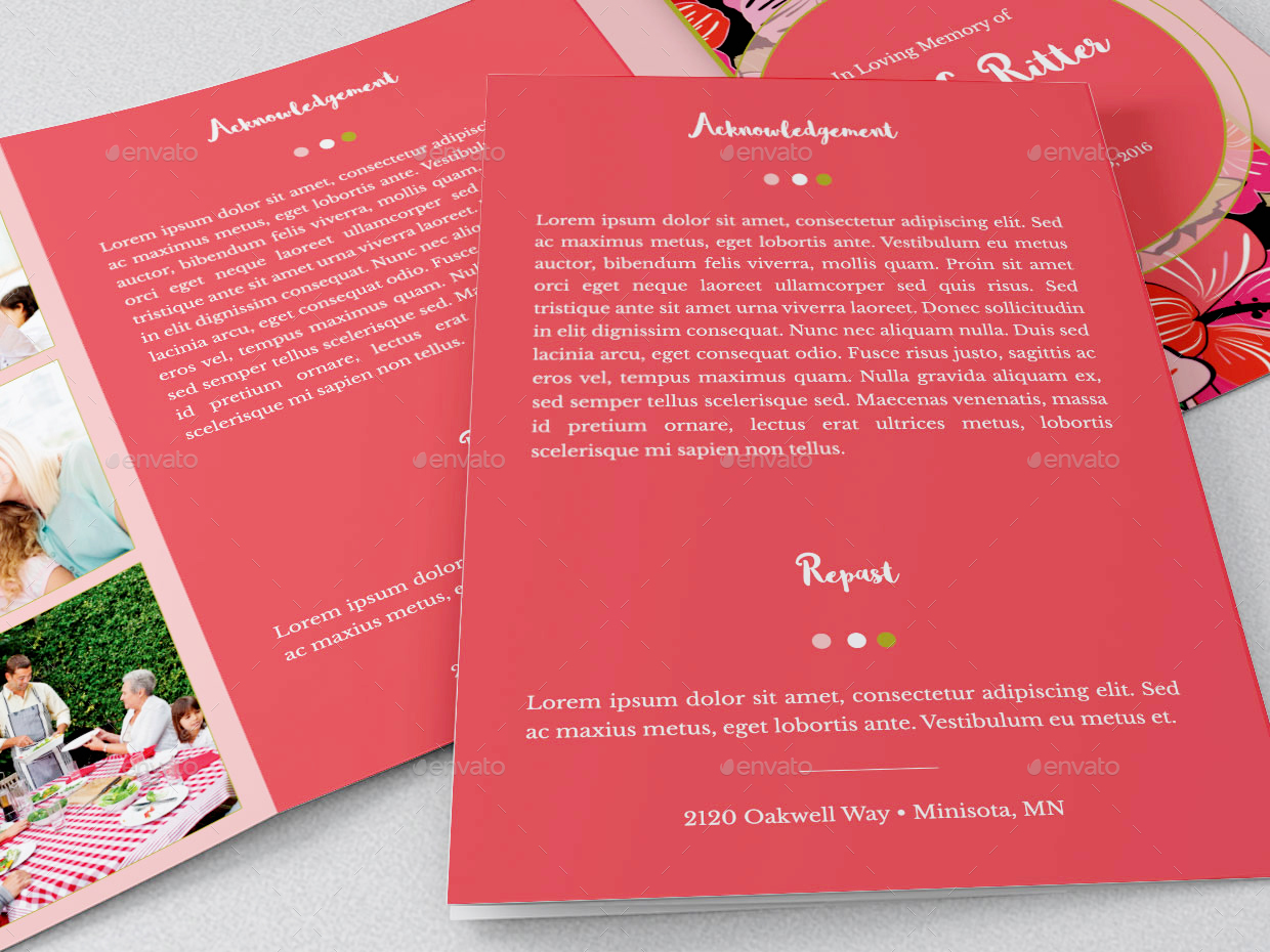 hibiscus a5 tri fold funeral program template by godserv2 graphicriver tri fold funeral program template