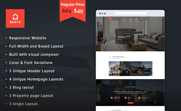 Real Estate WordPress Theme - Rento - Real Estate WordPress