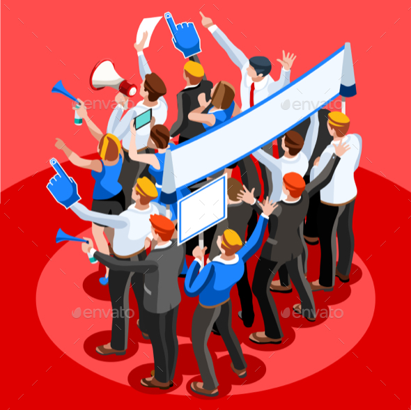 Election Infographic Pulpit Endorsement Vector Isometric People - People Characters