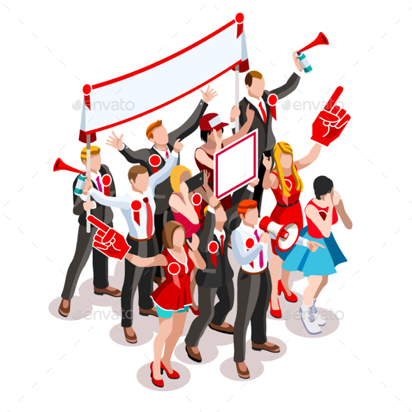 Election Infographic Crowd Rally Vector Isometric People - People Characters