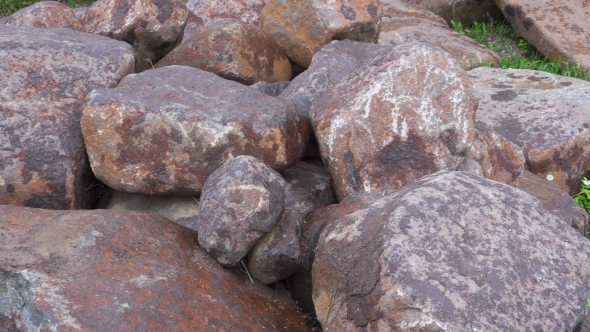 Group Of Big Boulder Stones Lying In Field, Natural Geologic Background