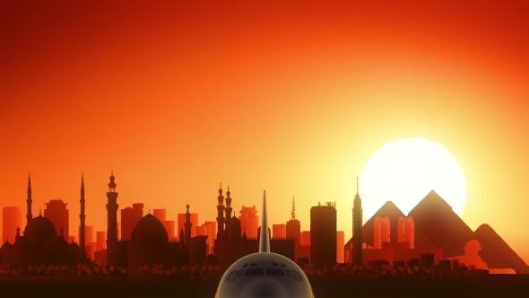 Cairo Skyline Sunrise Take Off alt