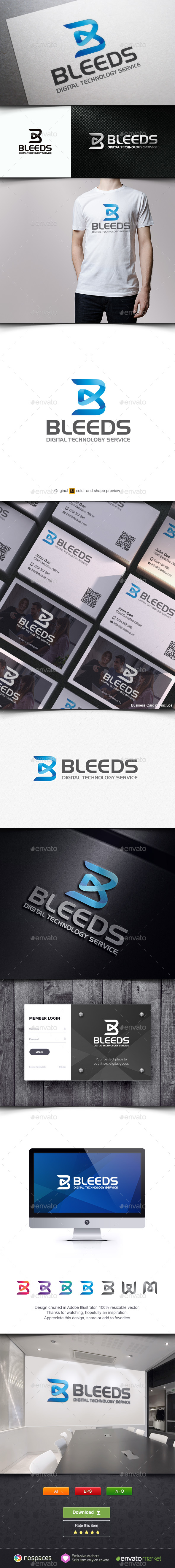 Bleed - Letter B Logo - Letters Logo Templates