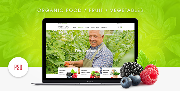 Fresh Food – Organic Food/Fruit/Vegetables eCommerce PSD Template - Retail PSD Templates