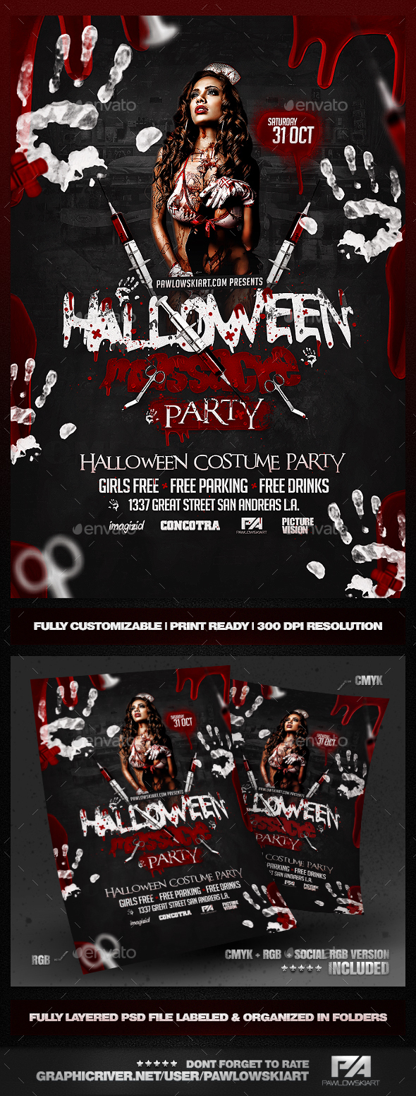 Halloween Massacre Party Flyer PSD Template