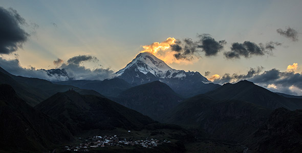 Sunset at Mountain Kazbegi