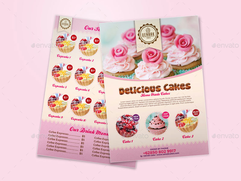 A4 Cake Flyer and Menu by EyestetixStudio | GraphicRiver