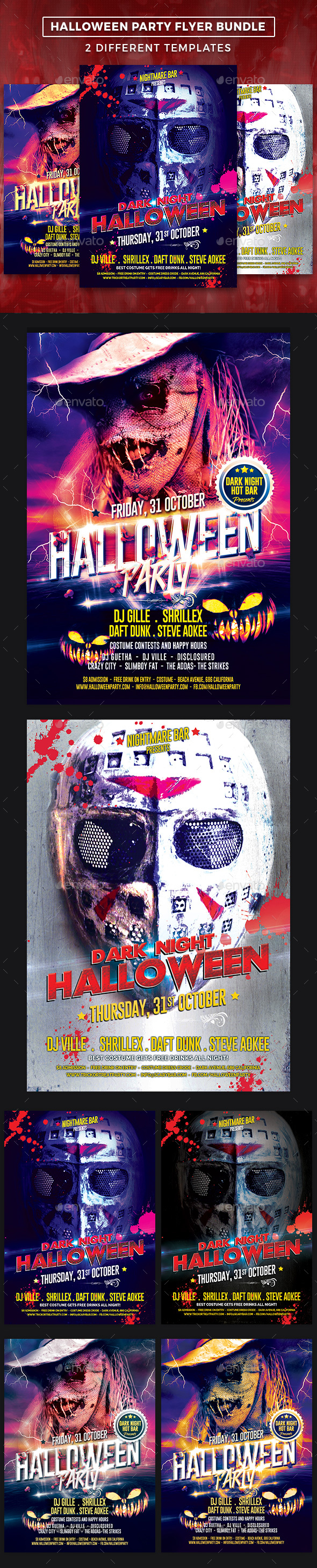 Halloween Party Flyer Template Bundle - Clubs & Parties Events