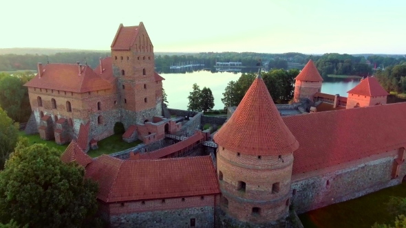 Aerial View Of Old Castle On Island