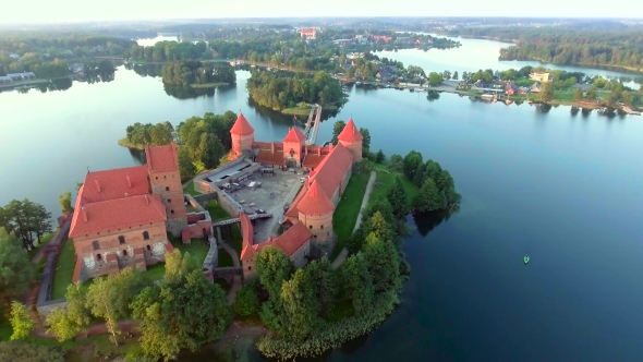 Aerial View Of Old Castle On Island