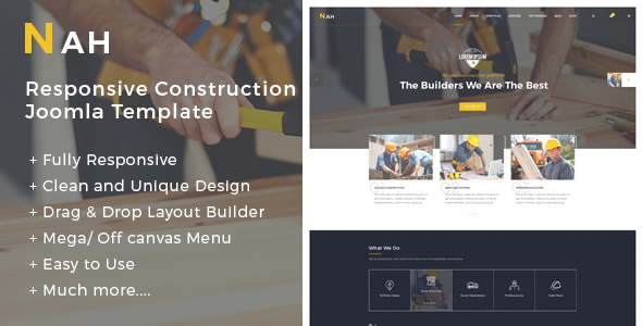 Responsive Construction Joomla Template - NAH - Joomla CMS Themes
