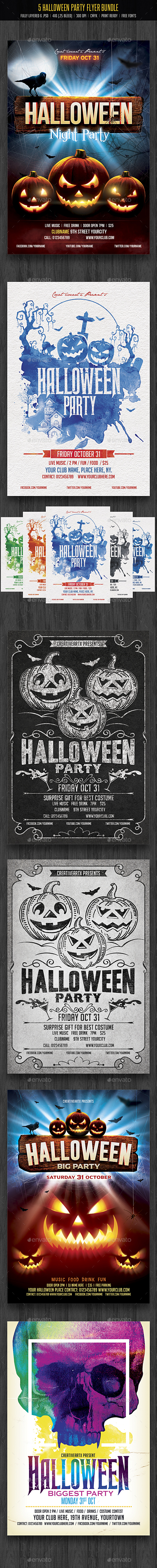 Halloween Party Flyer Bundle - Events Flyers