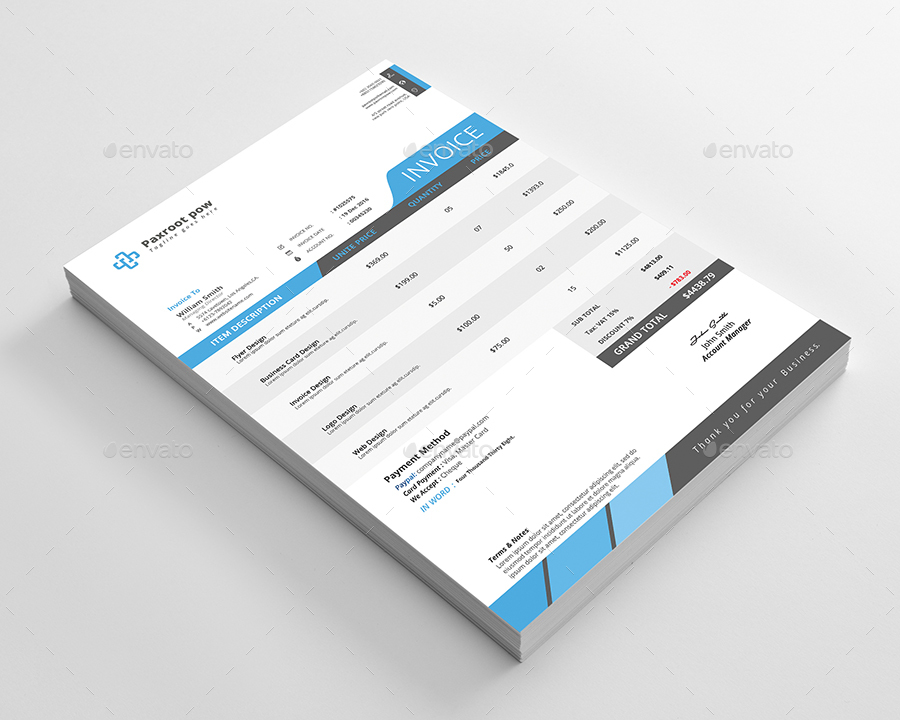 Invoice Excel, Print Templates | GraphicRiver