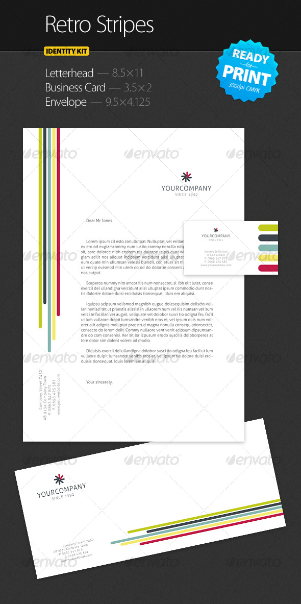 Retro Stripes - Identity Kit - Stationery Print Templates