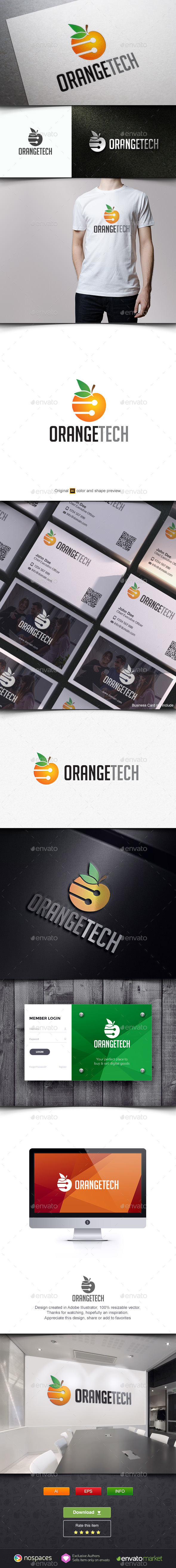 Orange Fruit Technology - Food Logo Templates