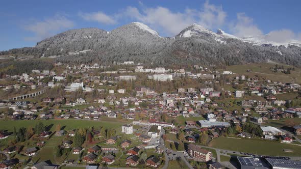 Aerial Views of the Municipality of Leysin in Aigle Switzerland alt