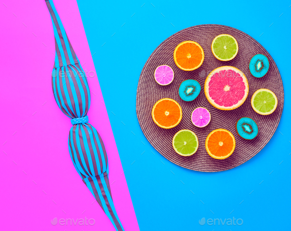 Fashion Design. Tropical Summer Set. Bright Color - Stock Photo - Images