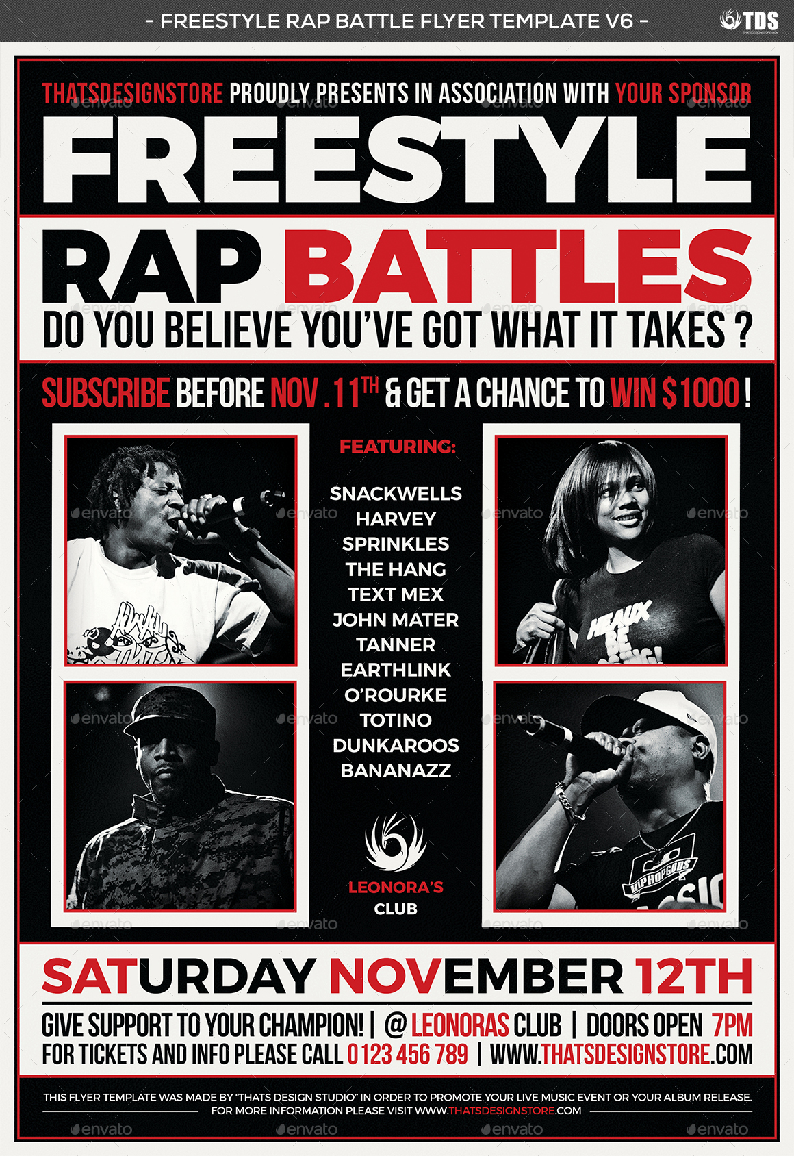 Freestyle Rap Battle Flyer Template V6 by lou606 GraphicRiver