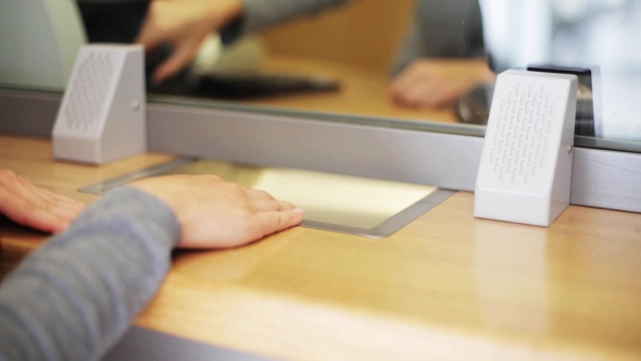 Clerk Counting Money And Customer At Bank Office, Stock Footage | VideoHive