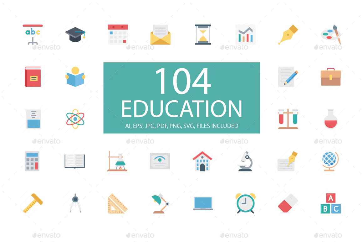 100+ Education Flat Icons, Icons | GraphicRiver