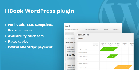 HBook Hotel booking system - WordPress Plugin