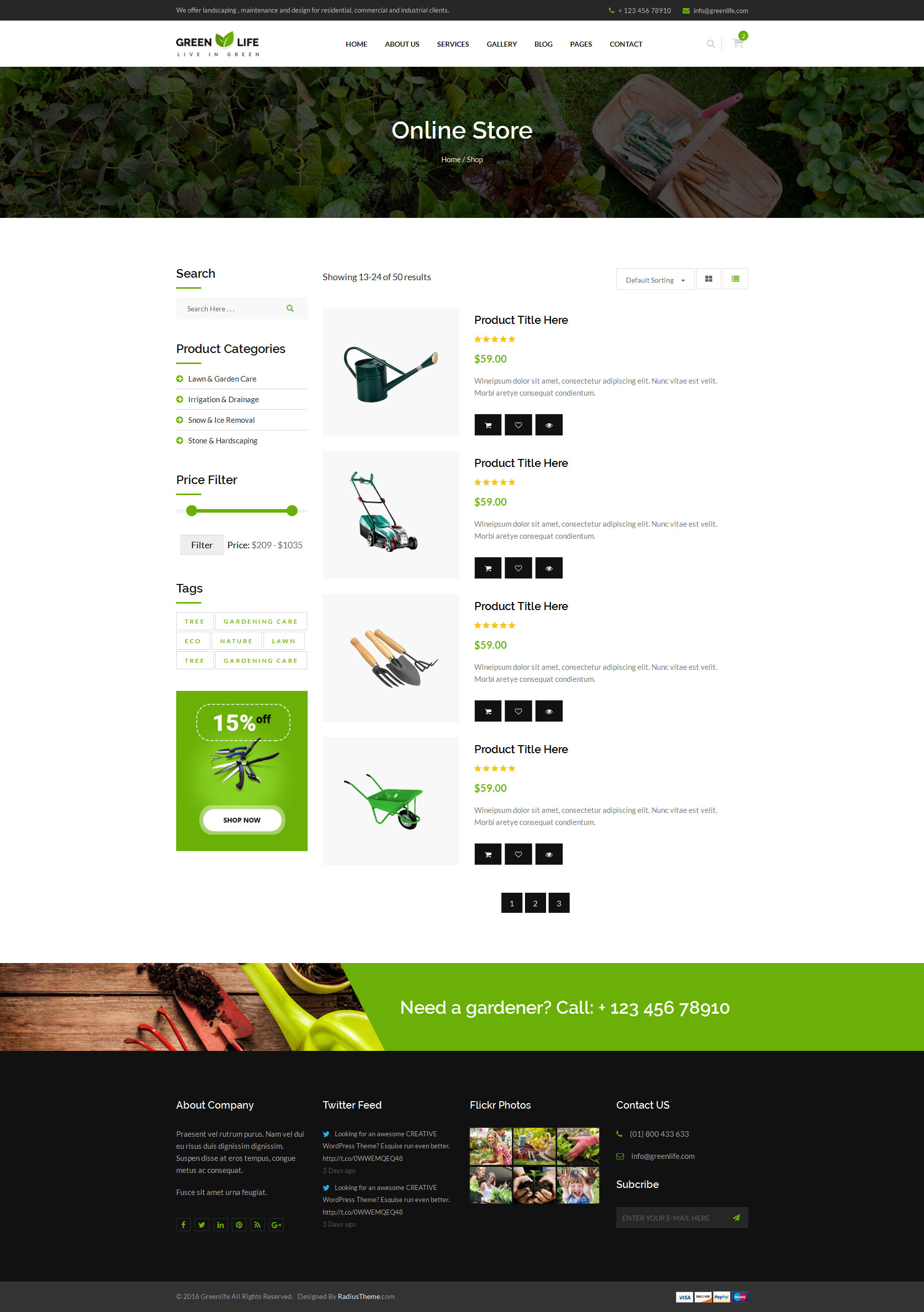 Greenlife Gardening And Landscaping Html5 Template By Radiustheme