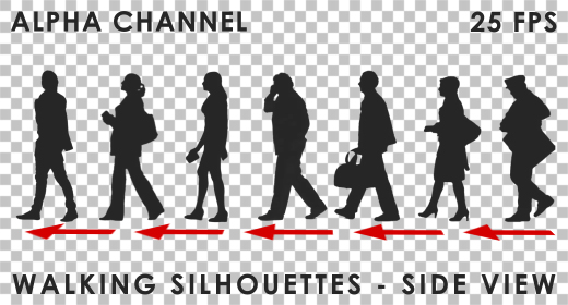 Walking silhouettes (side view)