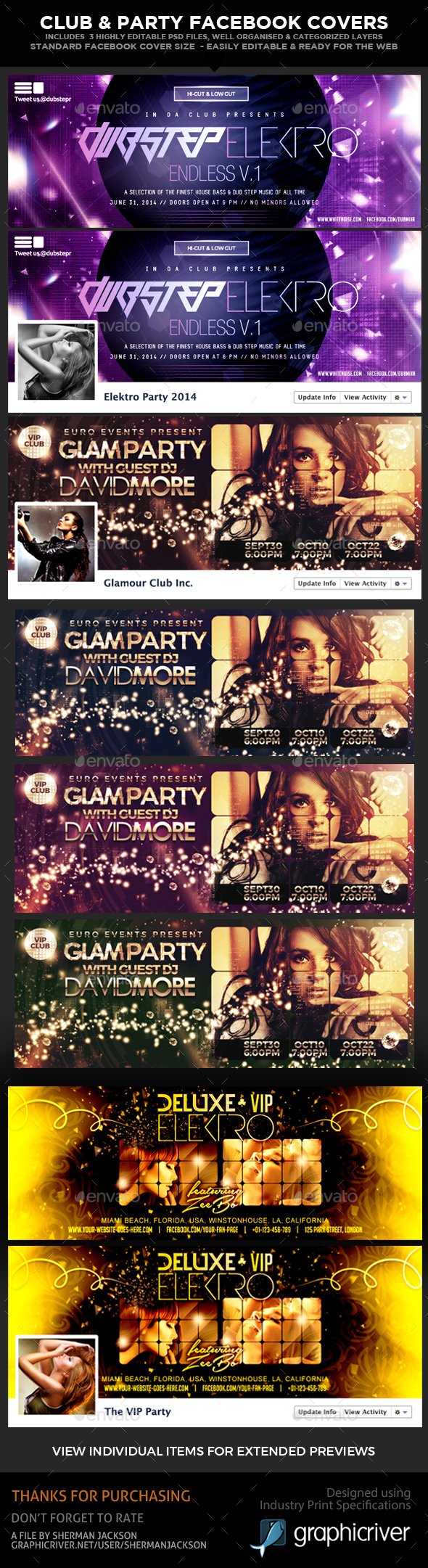 Club & Party Facebook Timeline Covers (3 in 1) - Facebook Timeline Covers Social Media