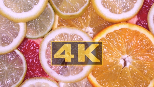Vitamin Citrus Fruits Lemon, Orange, Lime, Pomelo, Grapefruit Rotating