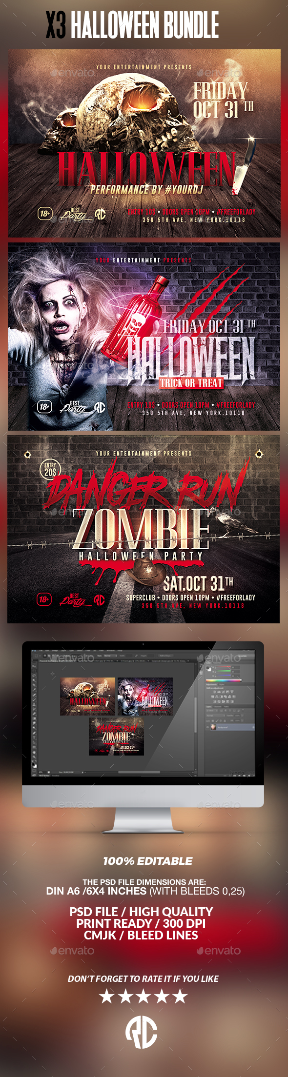 Halloween Bundle | x3 Flyer Templates