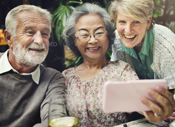 Group Of Senior Retirement Using Digital Lifestyle Concept - Stock Photo - Images