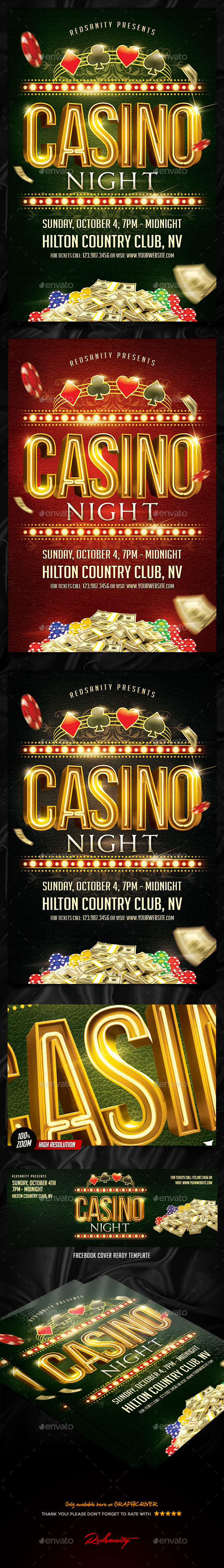 Casino Night Flyer Plus FB Cover