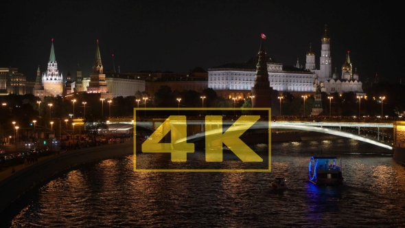 View of Kremlin at Night in Moscow, Russia.