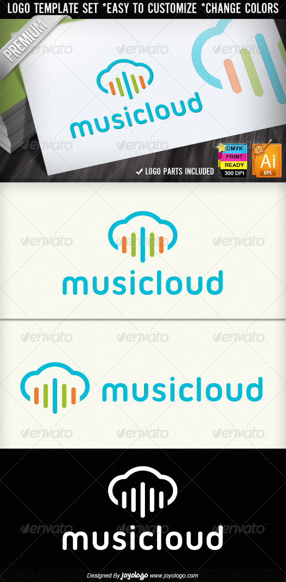 Colorful Sound Wave Music Cloud Logo Designs