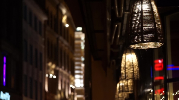 Street Lamps Near The Restaurant