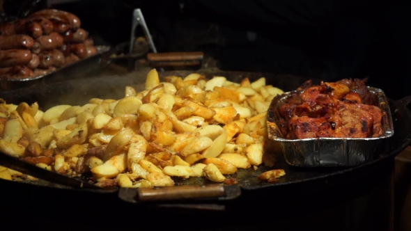 Potatoes And Meat Cooked