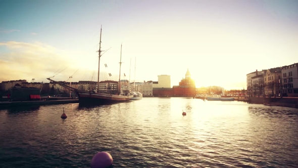 Helsinki Landscape At Sunset