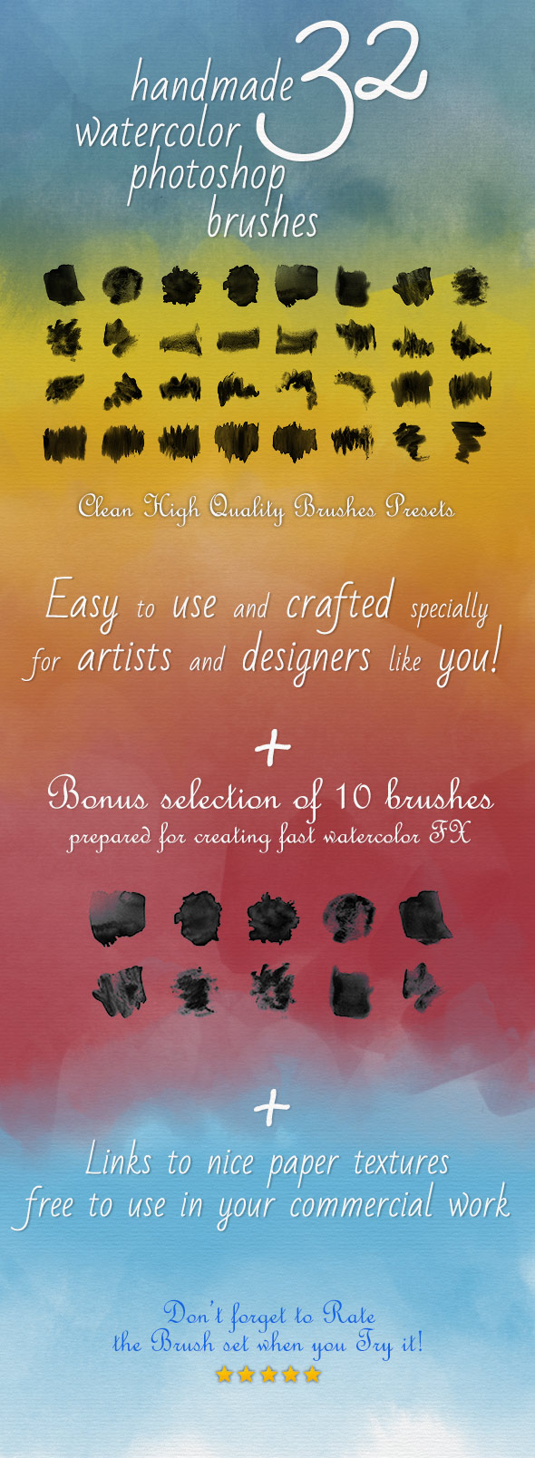 32 Watercolor Artistic Brushes - Artistic Brushes