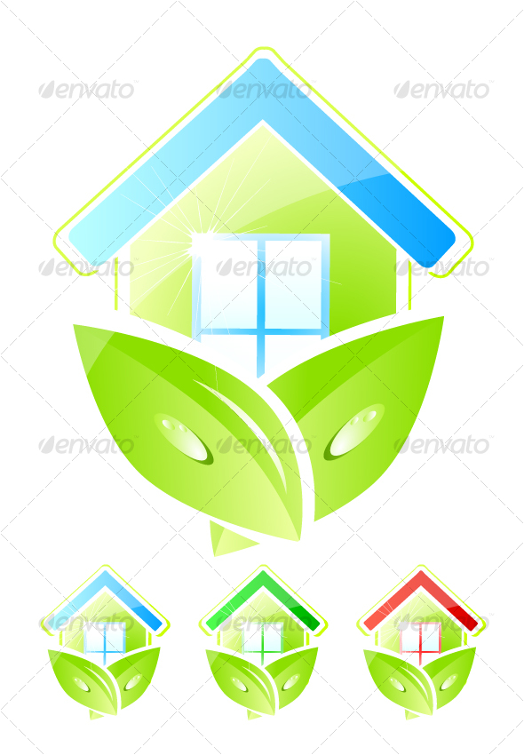 Green home icons - Nature Conceptual