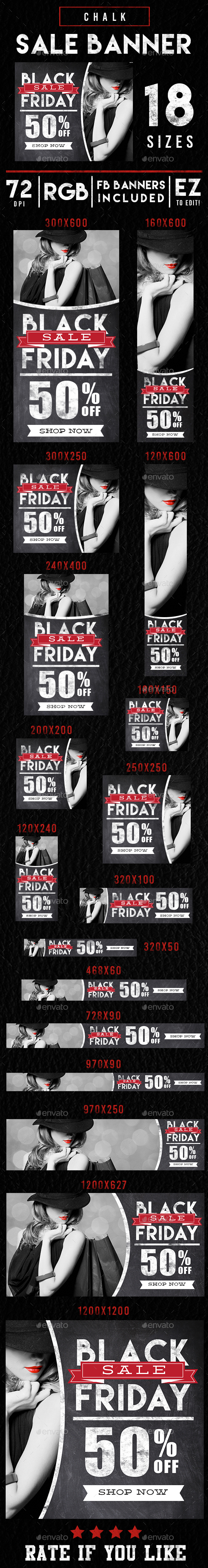 Chalk Black Friday Sales Banner Ads - Banners & Ads Web Elements