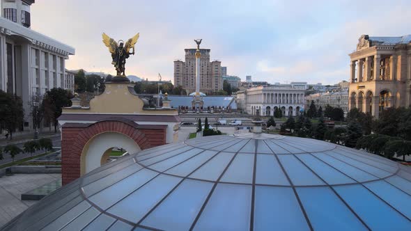 Independence Square in the Morning. Kyiv, Ukraine. Aerial View alt