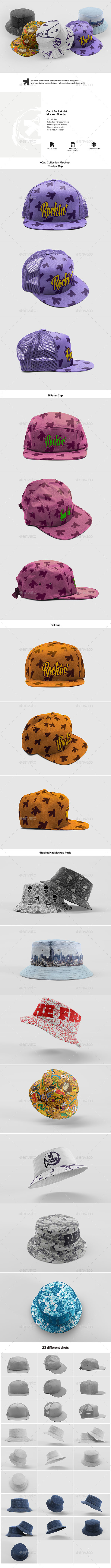 Cap Bucket Hat Mockup Bundle