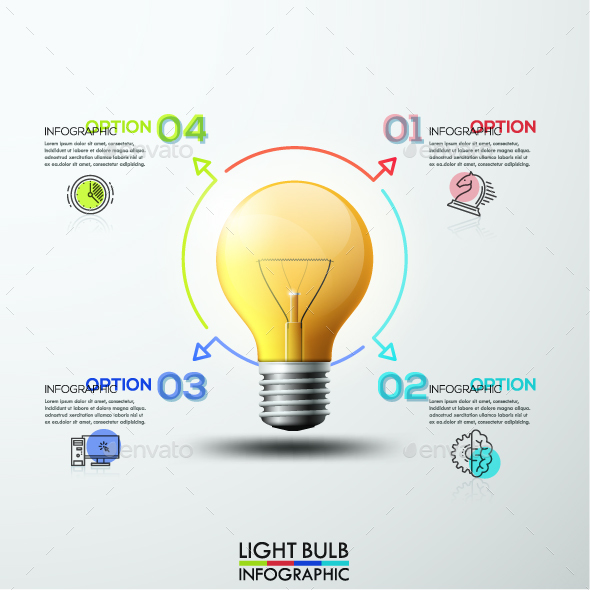 3d Modern Light Bulb Infographics