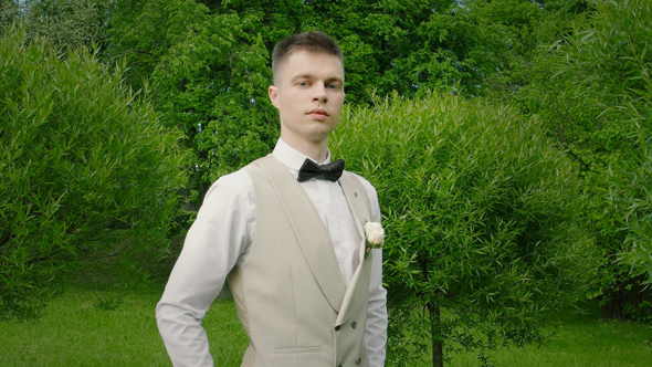 Young Stylish Man In Wedding Suit